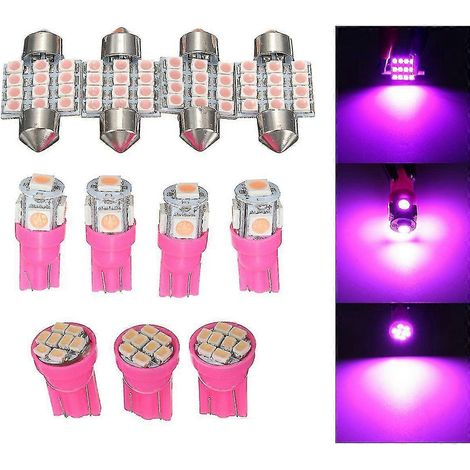 Lot de 11 lampes LED violettes brillantes pour l'intérieur de voiture, plafonnier de plaque d'immatriculation, T10 31 mm, Chunchuan (1/4)