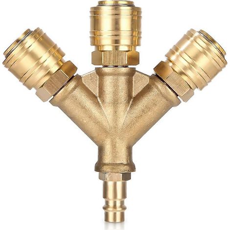 Distributeur d'air comprimé triple avec raccords, NW 7.2 1/4AG, distributeur à raccord rapide pour tuyau d'air (1/5)