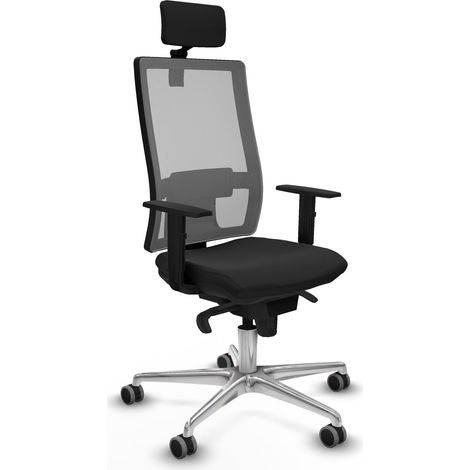 Bürostuhl piqueras y crespo Kunstleder schwarz graues Netz