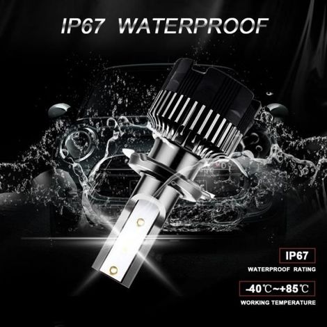 Ampoule H7 Led, 120W 20000LM 6500K très brillant blanc CSP LED kit de conversion de phare, IP67 étanche, plug and play,pack de 2 (1/4)