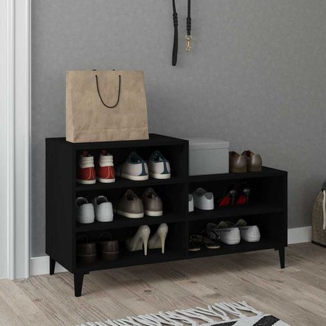 vidaXL Zapatero madera contrachapada negro 102x36x60 cm (1/5)