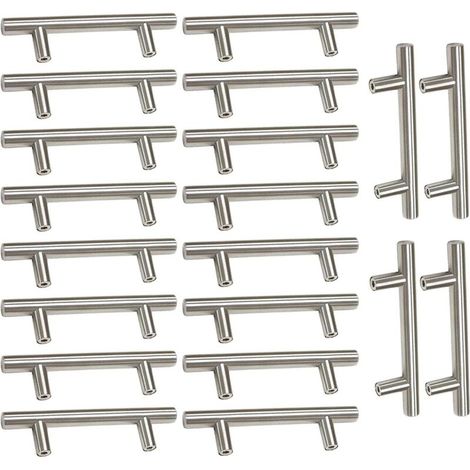 20 x Poignee de Meuble Cuisine Acier Brossé T- Bar Bâton Cuisine Porte Poignées Acier Inoxydable,Ø 12mm (Hole Centers:96mm) (1/4)