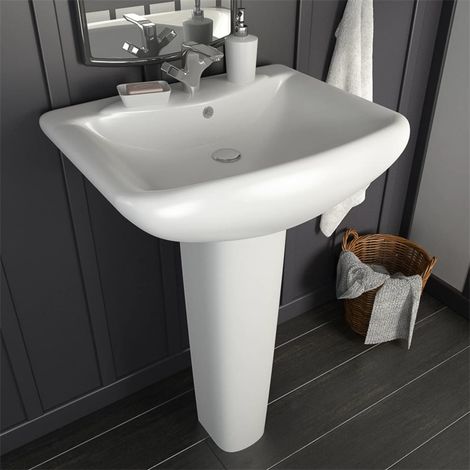 FIMEI Lavabo autoportant avec socle Céramique Blanc 580x470x200 mm (1/5)