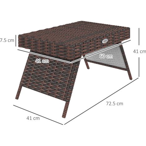 Table pliante en rotin Table de jardin Brun étanche 60x41x41cm,idéal pour balcon et terrasse (1/5)