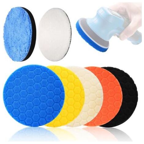 7 Pièces 150mm Polissage Pad,Kit Polissage Voiture,Hexlogique PolissagePad,Disque Polissageen Laine,pour Polissagede Voiture Meulage Cirage (1/5)