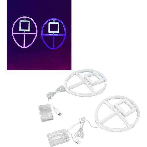 Lampe murale LED néon créative style cyberpunk, décoration intérieure, fête, cadeau d'anniversaire, décoration de chambre d'enfant, alimentation USB ou piles, lot de deux (violet + bleu) (1/5)