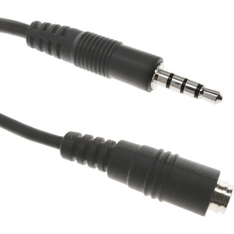 1 câble audio micro minijack 3,5 mm mâle-femelle 4 pôles TRRS, 1 m, noir (1/5)