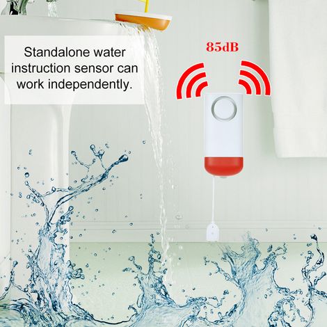 Capteur de fuite d'eau sans fil 433 MHz, détecteur d'intrusion de fuite autonome, prise en charge du niveau d'alerte d'alarme locale, débordement pour système de sécurité de la maison (1/5)