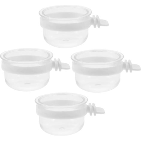 Set of 4 Transparent PVC Parrot Feeders, Large Capacity, Easy to Attach to Cage, Convenient Food Dispenser for Caged Birds (1/5)