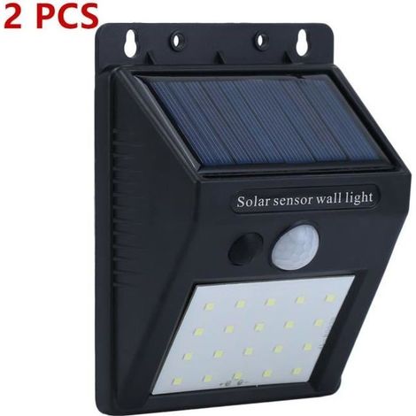 20 focos solares LED con detectores de movimiento inalámbricos, ideales para la iluminación exterior de jardines y entradas. (1/4)