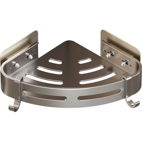 Etagère D'Angle Pour Salle De Bain - En Alliage D'Aluminium - Adhésive Sans Perçage - 27x20x4 cm - Gris - 1 Pièce (1/5)