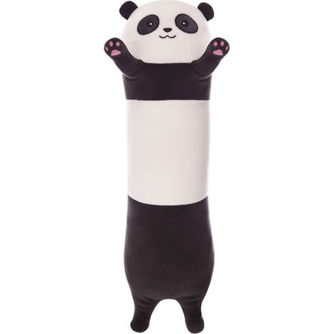 Lungo Panda Peluche Cuscino Carino, Panda Body Cuscino Peluche Bambola Giocattolo Morbido Panda Peluche Giocattolo Kawaii Cuscino Regalo per Bambini Fidanzata - Nero 50cm