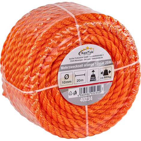 Kestek Mehrzweckseil orange 10 mm Robustes Seil 20 m für vielseitige Anwendungen (1/2)