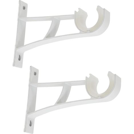 Lot de 2 Supports de Tringle à Rideaux sans Perçage pour Coffre de Volet Roulant, Support Rideau en Aluminium Robuste, Fixation Rideau sans Percage, Blanc Ivoire, pour Barres Ø19-28mm (1/5)