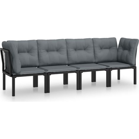 Maison Exclusive - 4-tlg. Garten-Lounge-Set Schwarz und Grau Poly