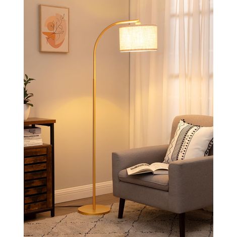 Lampadaire Salon, Abat-Jour en Lin, Doré, LED Incluse, 161 cm (1/5)