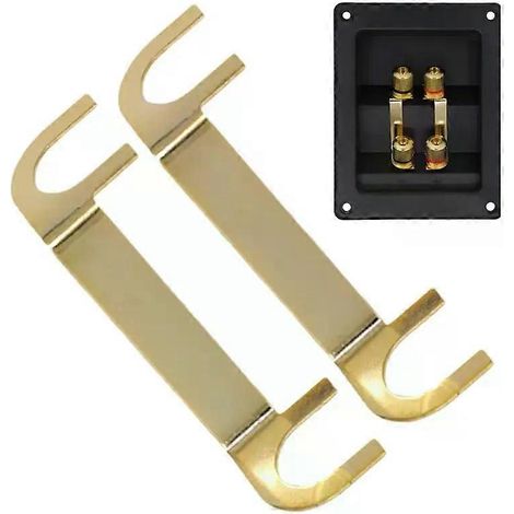 Due connettori per cavi per altoparlanti, capicorda in rame per cavi per altoparlanti, capicorda placcati in oro per cavi per altoparlanti, morsettiere per connettori per altoparlanti e coppette per c (1/5)