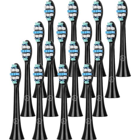 Brossette Compatible avec Sonicare - Aster Têtes de Rechange pour Brosse à Dents Électrique Compatible avec Sonicare Têtes de Brosse à Dents Lot de 16 (Noir)  Têtes de brosse électrique Classic Precis (1/5)