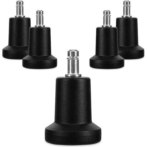 Cloches pour chaise de bureau - Lot 5 embouts remplacement roulettes de chaise 10/22 mm - Pied de siège fixe et silencieux pour sol dur (1/5)