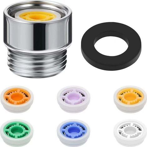 régulateurs de débit pour pommeau de douche, douche limiteur de réducteur de débit réglé, Adaptateur pour pommeau de douche fixe et douchette à main pour Salle de Bain, 6 Débits Différ (1/4)