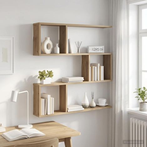 vidaXL Wall Shelf Artisan Oak 80 x 12 x 79.5 cm Engineered Wood (1/5)