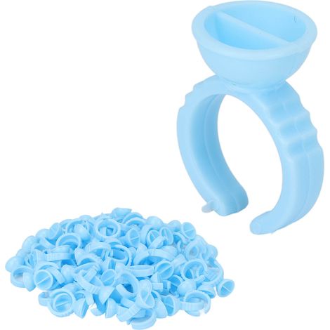 100 anneaux adhésifs pour extensions de cils, support jetable et plateau pour prothésistes ciliaires (1/5)
