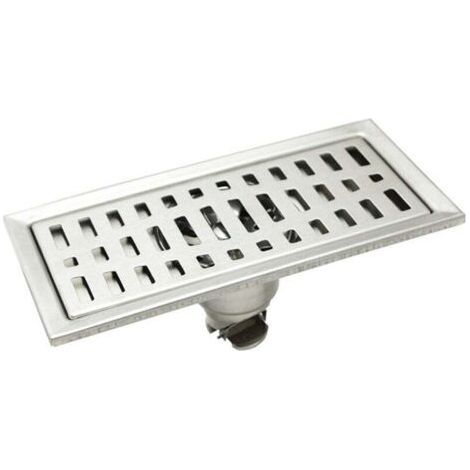 Drain De Douche Rechteck Drain De Plancher Salle De Bains Douche Cuisine Dchets Cheveux Crpine, Acier Inoxydable, 20x10cm (1/4)