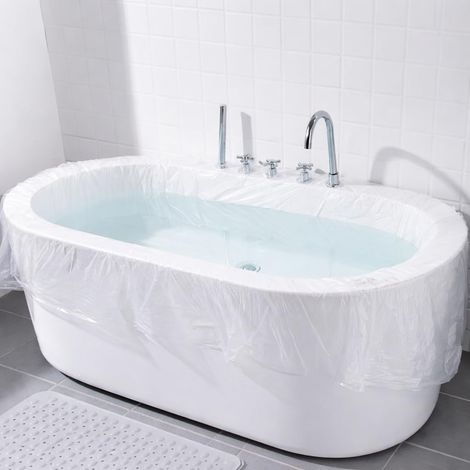 Lot de 10 housses de baignoire jetables XL 250 x 120 cm housse de bain imperméable épaisse, paquets simples portables pour hôtels, voyages, spa et maison 10 pièces (1/5)