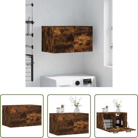vidaXL Bois d'ingénierie - Armoire murale Chêne fumé 60x36,5x35 cm Bois d'ingénierie (1/5)