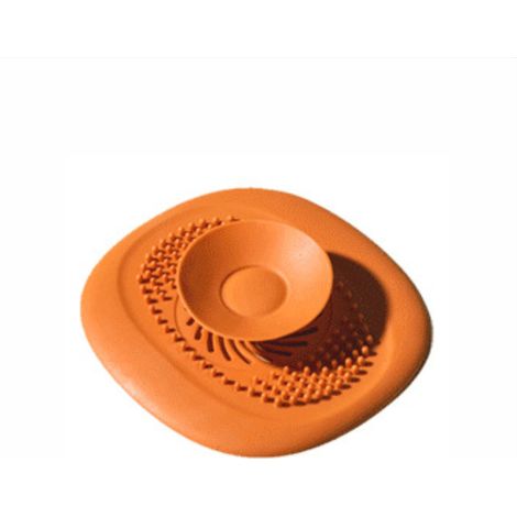 2X Bouchon universel en silicone pour bonde de baignoire, lavabo, cuisine, sol, protection anti-odeurs pour buanderie et salle de bain, orange (1010,52cm) (1/3)