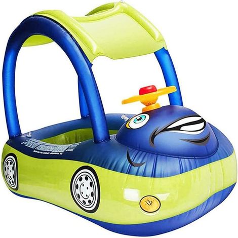 Flotteur De Piscine - Auvent Integrado - Forma De Coche - PVC Grueso - Para Bebés 6 A 36 Meses - 53 X 81 Cm - 1 Unidad (1/5)