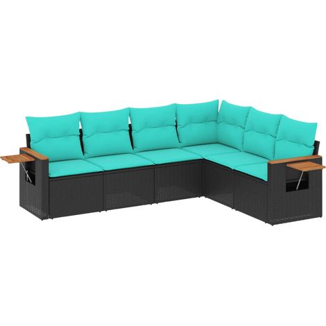 Maison Exclusive - Set Divani da Giardino 6 pz con Cuscini Nero in Polyrattan (1/5)