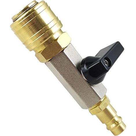 Robinet d'arrêt d'air comprimé 1/4 pouce, Matériau métallique, Raccord rapide d'air comprimé, avec buse 7.2 DN, Compatible avec la plupart des compresseurs et des tuyaux d'air comprimé (1/4)