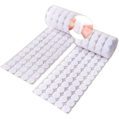 Nastro adesivo rotondo, 300 coppie di nastro adesivo bianco biadesivo largo 20 mm, 600 chiusure in velcro rotonde autoadesive con punti adesivi a forma di moneta sul retro.