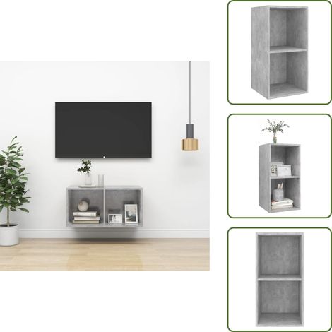 Meuble TV mural Gris béton 37x37x72 cm Bois d’ingénierie - Meubles Tv Murale - Armoire Tv - Meuble Tv Suspendu - Étagère Tv - Rangement Tv (1/5)