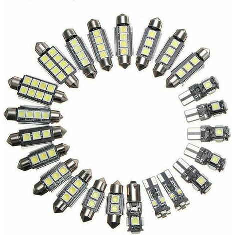 Lot de 23 ampoules LED SMD, blanc xénon 6500K, pour éclairage intérieur et de plaque d'immatriculation - T10, W5W (1/4)