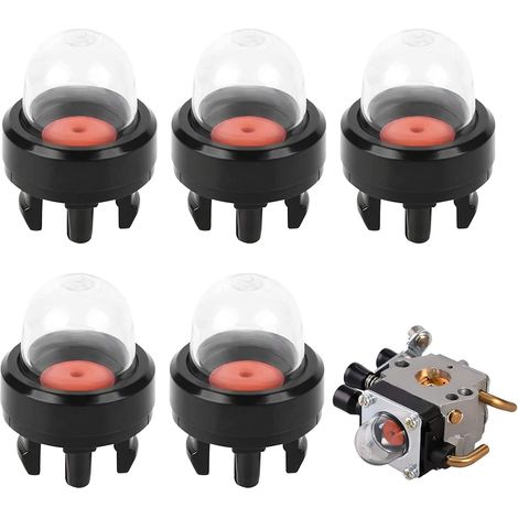 Poire d'amorçage de carburateur, pompe d'amorçage pour tondeuses à gazon, tronçonneuses et souffleuses à neige (transparent, lot de 5) (1/5)