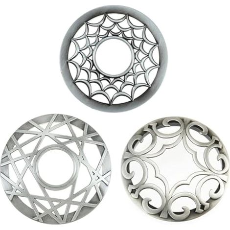 Lot de 3 couvercles de bougie en métal argenté vieilli - Aide à brûler uniformément les pots de bougies - Accessoires de bougie - Couvercle Illuma pour bougies en verre (nid d'oiseau, vigne de (1/4)