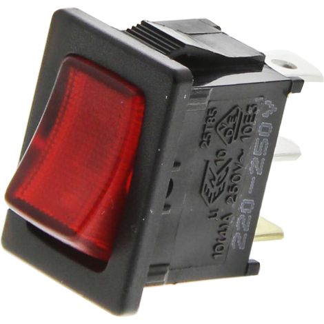 Rs Pro – Interrupteur à bascule unipolaire rouge 10A – On-None-Off lumineux – Pour découpe panneau 13mm x 19.2mm – Usage professionnel