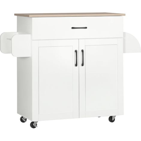 Carrello da cucina 105 x 36 x 85 cm con cassetto scorrevole e armadietto regolabile scandinavo in truciolare bianco 210001027