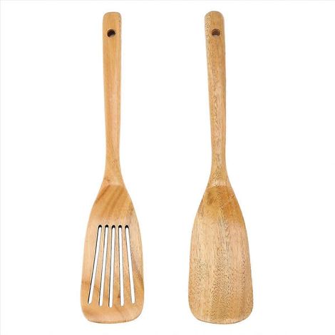 Set aus 2 Holzlöffeln und -spateln für die Küche, elegante Küchenutensilien für Zuhause (1/5)