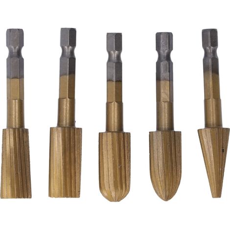 Kit d'outils à tige hexagonale en acier rapide, 5 pièces, lime rotative, mèche de meulage, pour pierre en plastique (1/5)