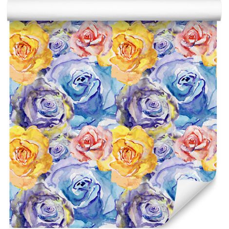 Papel pintado de rosas de colores para salón y dormitorio, 50x1000 cm. (1/5)