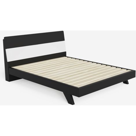 Cama de matrimonio 160 x 200 cm diseño de madera moderno cabecero somier Landeck King - Negro