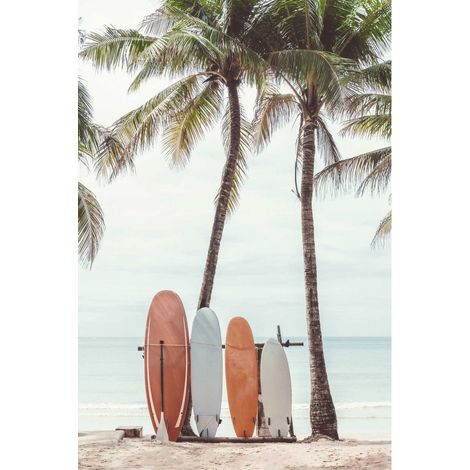 Tableau sur toile surfs & palmiers 65x97 cm - Impression sur Toile Murale Décorative - Image imprimée en HD sur Toile - Toile sur Châssis en Bois FSC - Fabriqué en France (1/5)