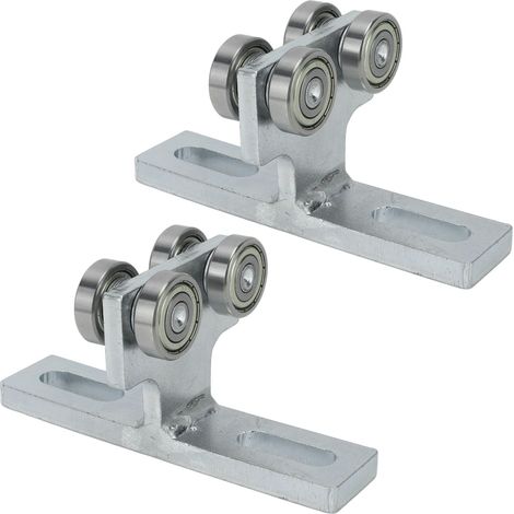 Chariot à roulettes en T soudées, lot de 2, avec roulement stable pour rail de levage électrique. (1/5)