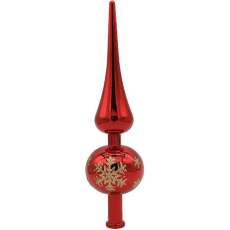 Weihnachtsbaumschmuck, handbemalte Glaskugel im Vintage-Stil, rote Farbe (1/5)