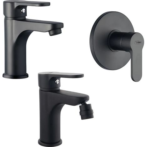 Set rubinetteria lavabo bidet e doccia incasso nero opaco Paco (1/5)