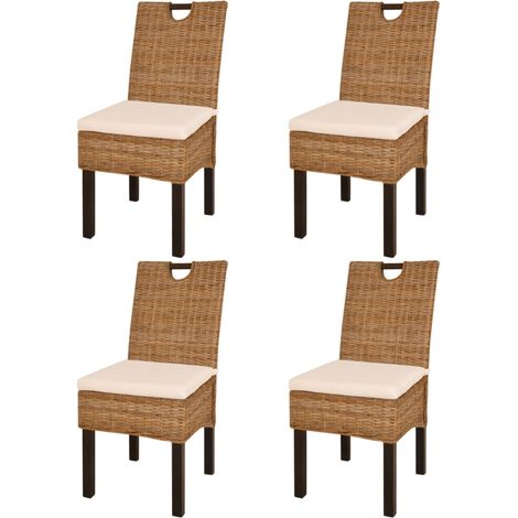 Lot de 4 Chaises Chaises de salle à manger Chaise de cuisine Rotin Kubu Bois de manguier 98326 (1/5)