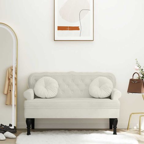 vidaXL Banc avec dossier crème 119,5x64,5x75 cm velours (1/5)